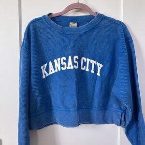 Blue Kansas City Crop Women's Sweater